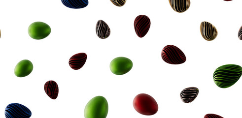 Unique artistic pattern featuring colorful egg-shaped objects on a clean white background, perfect for modern design.