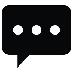A black speech bubble icon with three dots Vector