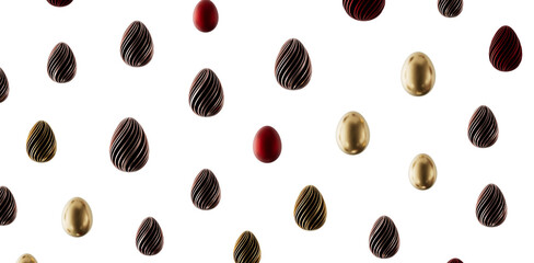 Easter themed design element of chocolate eggs pattern. Perfect for seasonal greetings, holiday cards and festive celebr © vegefox.com