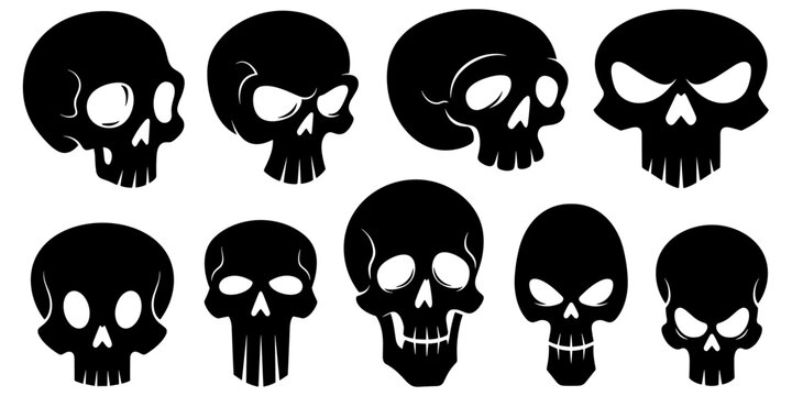 Skull set ten stylized skulls vector for tattoo and character design