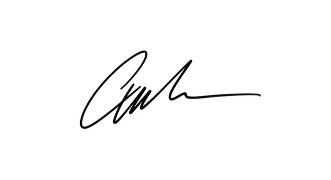 Handwritten signature in black ink on white background transparent background