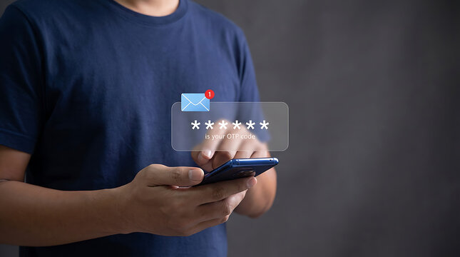 Secure otp authentication on smartphone with verification code message representing two factor security and digital access control
