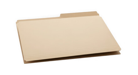 Stack of blank beige file folders for organization and storage transparent background
