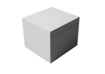 A simple geometric representation of a three-dimensional gray cube.