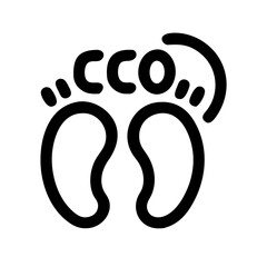 Black and white graphic of two footprints with cco text in between