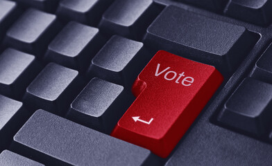 Vote Enter Key on Computer Keyboard for Online Voting Concept