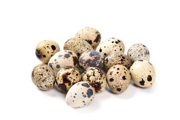 Fresh Raw Quail Eggs Rich in Protein - Delicious Farm Fresh Speckled Eggs on White Background