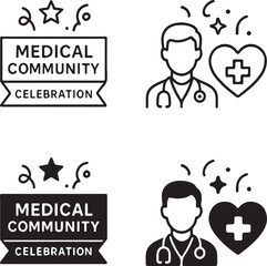 Naklejka premium Isolated Medical Community Celebration Banner, Medical Community Celebration Banner poster design, Medical Community Celebration Banner illustration vector, hospital appreciation campaign