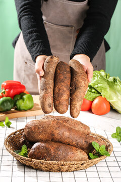 Freshly Dug Yams from Yunnan Farm - Organic Root Vegetables in Kitchen