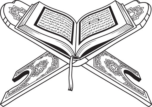 Quran with Rehal Islamic Vector Illustration