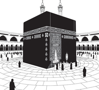 Kaaba Mecca Islamic Pilgrimage Vector Design