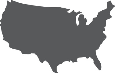 Minimalist silhouette of the united states map isolated on transparent background, Vector, illustration