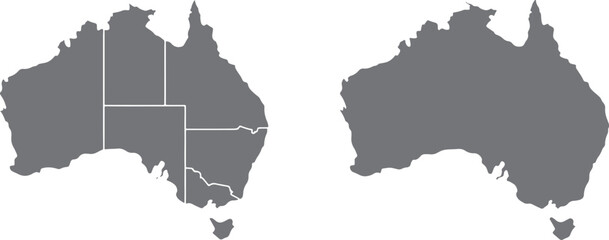 Minimalist australia map with white lines isolated on transparent background, Vector, illustration