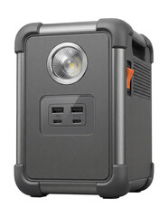Generator with USB ports and a built-in flashlight
