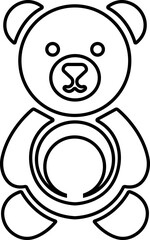Obraz premium Teddy Bear Icon Cute Plush Toy Animal Symbols in Line Style Vector Silhouette Outline Bundle Pack Isolated on transparent Background