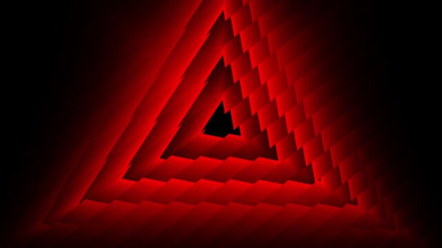 Abstract red geometric triangle tunnel with sharp jagged edges futuristic 3d motion background
