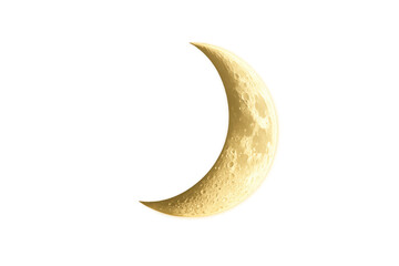 Golden crescent moon illuminating dark night sky transparent background