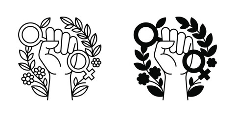 Powerful Feminist Fist Holding Female Venus Symbol Icon © vectorise
