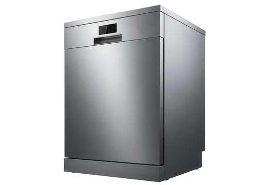 Stainless Steel Dishwasher Appliance kitchen isolated on a transparent background