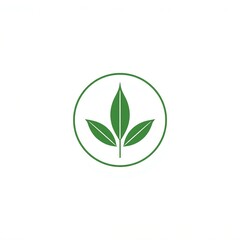 Minimalist green leaf logo icon isolated on white background
