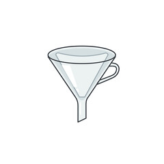 Simple grey kitchen funnel with a handle, used for pouring liquids and transferring substances.