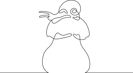 A whimsical illustration of a snail with a human-like face and arms waving Vector © Servo