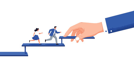 Business partnership forming a bridge for mutual success together