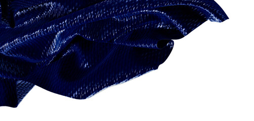 High angle studio shot of abstract blue fabric with a textured surface, flowing waves and texture in the corner with whi © vegefox.com