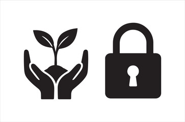 Protecting new life a black and white image of a plant and a padlock