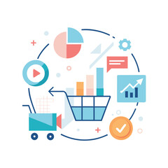 Minimalist Conversion Rate Optimization Icon with Flat Design Elements