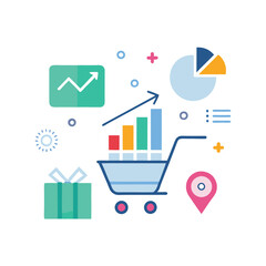 Minimalist Conversion Rate Optimization Icon with Flat Design Elements