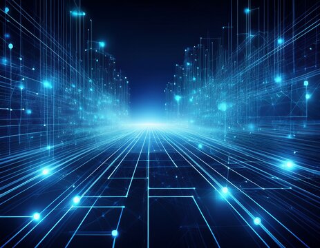 futuristic network connection with blue lines