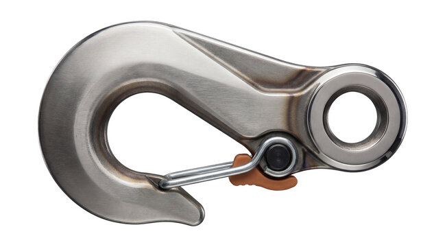 High-strength alloy steel tow hook with a safety clip.