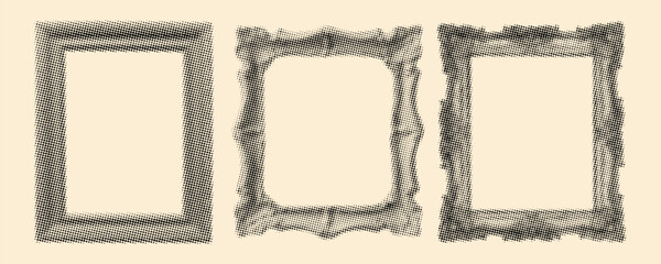 Halftone Collage Ornate Vintage Picture Frame Illustration