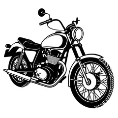 Fototapeta premium Isolated Black Motorcycle Silhouette – Classic Bike Outline on White Background