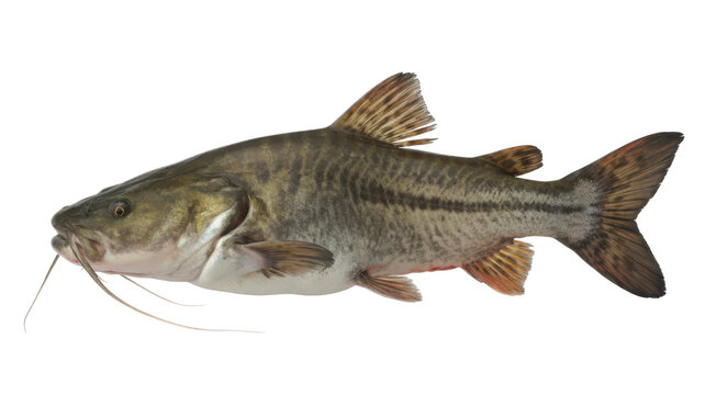 Channel catfish on white background aquatic animal isolated on a transparent background