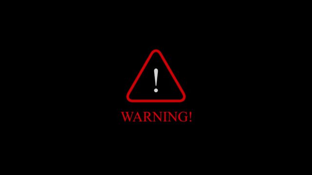 Alert warning sign Exclamation symbol, danger signal icon on black background 