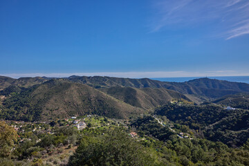 Naklejka premium Green mountain range landscape overlooking the mediterranean sea