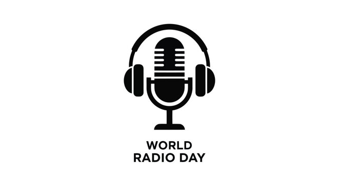 World radio day microphone icon in black