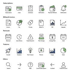 A collection of various icons related to business and finance
