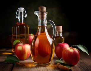 artistic representation of organic apple cider vinegar and fresh fruits