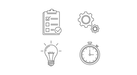 Abstract illustration of business and productivity elements on white background