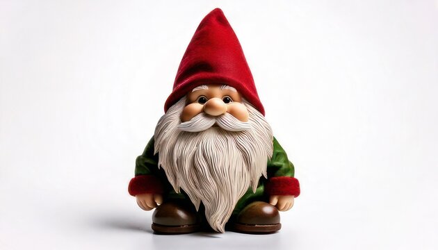 Charming Garden Gnome with Red Hat and White Beard.