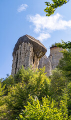 Obraz premium Pinnacles rock formations Les Demoiselles Coiffees, Hautes-Alpes, France, Europe.