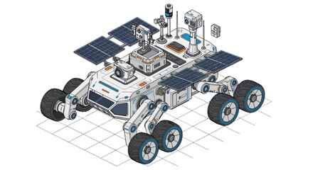 Mars Rover Robot Exploration Vehicle Illustration. © Kuda