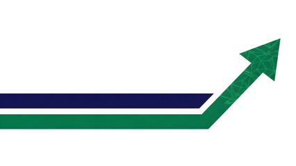 Green arrow graph with blue bar on black background