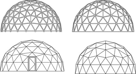 Modern Architectural Line Art Collection Dome Framework Variations Grid Layout © SHEULI
