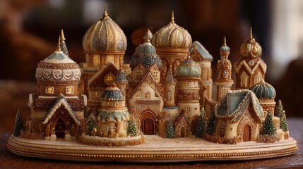 Obraz premium Ornate Miniature Village Building Collection