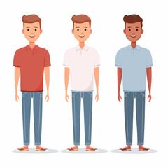 Obraz premiumMale People Characters Collection – Cartoon Men in Casual Style 
