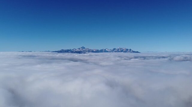 Drone Panorama from Stol Mountain with Cloud Inversion and View of Triglav, Slovenia